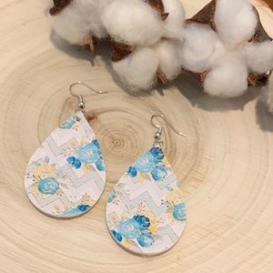 Faux Leather Earrings  l  Chevron Floral